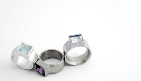 Ringe Aquamarine-Quarré Palladium 950/000 Aquamarine-Quarré Silber 925/000 Amethyst-Quarré Silber 925/000